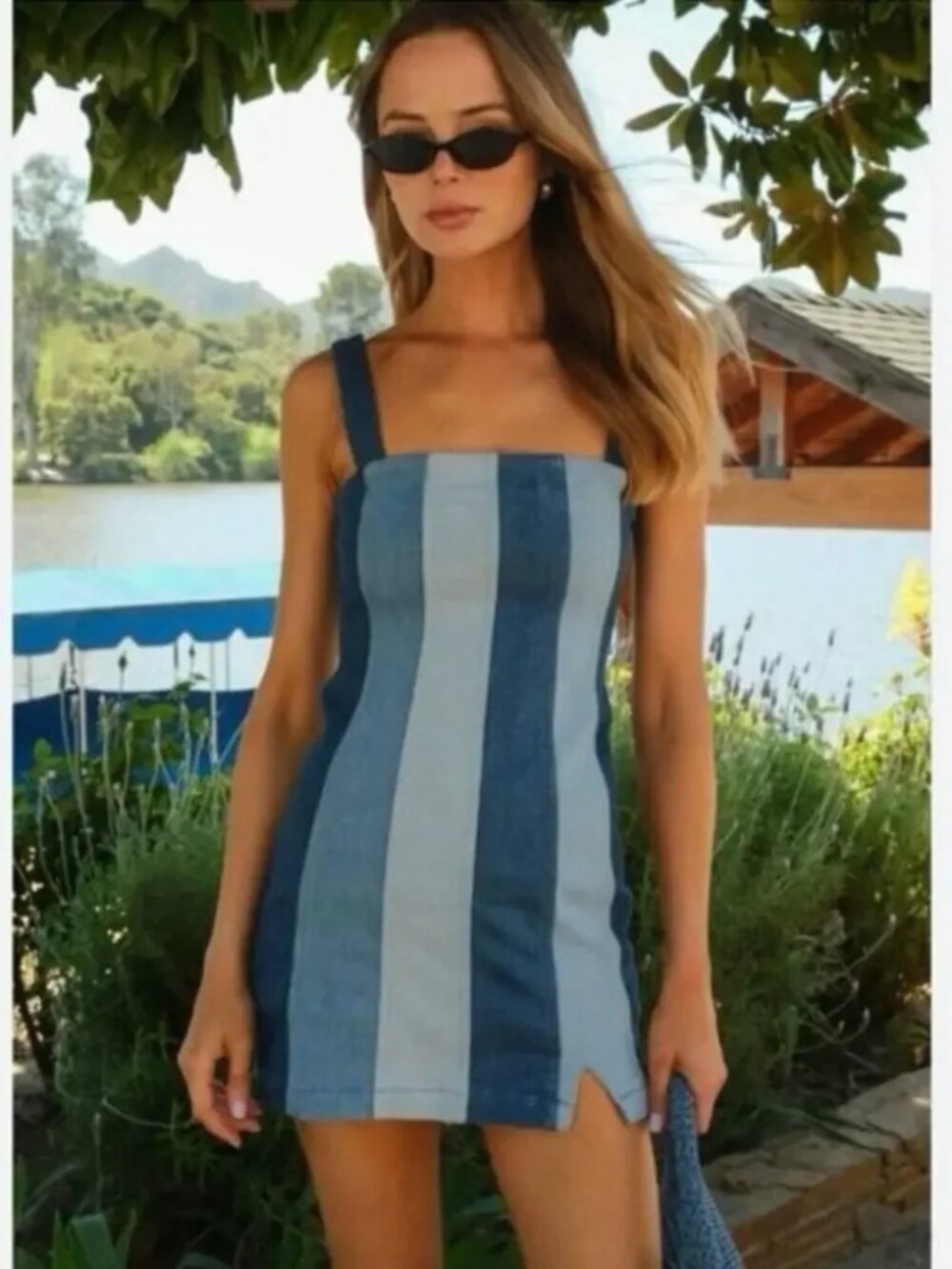 Show Me Your Mumu | Coronado Corset Blue Stripe Denim Mini Dress | Medium